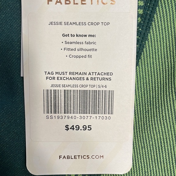 NWT Fabletics Jessie Seamless Crop Top - Picture 9 of 9